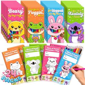 YEGEER Valentines Colored Pencils Bulk Classroom Exchange Gifts for Kids, 24 Packs Pre-sharpened Coloring Pencils Set, School Valentines Day Party Favors for Boys Girls, 12 Assorted Colors, 288 Count