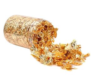 Gold Leaf Flakes,Gold Foil Flakes for Resin，10g Metallic Foil Flakes，for Nail Art, Painting, Crafts, Resin Jewelry Making ， DIY Crafts，Slime and Resin Jewelry Making