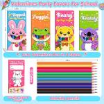YEGEER Valentines Colored Pencils Bulk Classroom Exchange Gifts for Kids, 24 Packs Pre-sharpened Coloring Pencils Set, School Valentines Day Party Favors for Boys Girls, 12 Assorted Colors, 288 Count
