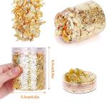 Gold Leaf Flakes,Gold Foil Flakes for Resin，10g Metallic Foil Flakes，for Nail Art, Painting, Crafts, Resin Jewelry Making ， DIY Crafts，Slime and Resin Jewelry Making