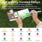 Mini Watercolor Paint Set, Professional Watercolor Set with 15 Colors, Storage Bag, Brush, Cup, Palette & Sketchbook, Portable Travel Paint Kit for Outdoor Sketching, Plein Air Painting