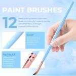 Nicpro 12pcs Artist Paint Brush Set, Aesthetic Pastel Paintbrushes Craft Paint Brushes for Acrylic Painting, Oil, Watercolor, Gouache, Tempera, Face, Body, Art Supplies for Artists and Beginners