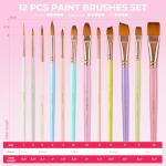 Nicpro 12pcs Artist Paint Brush Set, Aesthetic Pastel Paintbrushes Craft Paint Brushes for Acrylic Painting, Oil, Watercolor, Gouache, Tempera, Face, Body, Art Supplies for Artists and Beginners