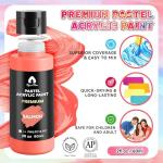 VigorFun 40 Pcs Pastel Acrylic Paint Set with 12 Brushes, 2 Knives & Palette, 24 Colors (2oz/60ml) - for Adults, Kids, Artists & Beginners - Canvas Ceramic Rock Wood Egg Painting Kit