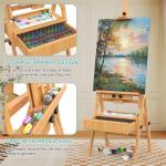Large Wood H-Frame Easel with Storage Drawer, Foldable Art Painting Easel for Adults and Students, Adjustable Artist Easel Stand for Painting and Display, Holds Canvas Art up to 48"