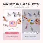 MelodySusie 2PCS Square Shape Resin Nail Art Palette Set with Stainless Steel Mixing Stick, Professional Color Mixing Board for Gel Polish, Acrylics, Pigment Blending, Salon and DIY Makeup Tool