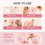 MelodySusie 2PCS Square Shape Resin Nail Art Palette Set with Stainless Steel Mixing Stick, Professional Color Mixing Board for Gel Polish, Acrylics, Pigment Blending, Salon and DIY Makeup Tool