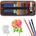 Drawing Pencils Sketching Kit, Graphite, Charcoal, Colored Pencils for Adult Artists Beginners, Ideal Gift for Drawing Sketching Shading, Watercolors Pencil Set for Family