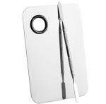 Sinen Professional Stainless Steel Makeup Palette Cosmetic Palette with Spatula Tool For Nail Art Eye Shadow Eyelash Makeup Professional Pigment Blending（6 x 4 Inch Sliver）