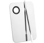Sinen Professional Stainless Steel Makeup Palette Cosmetic Palette with Spatula Tool For Nail Art Eye Shadow Eyelash Makeup Professional Pigment Blending（6 x 4 Inch Sliver）