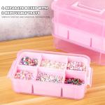 CraftGenes Art Supply Storage Organizer with 2 Removable Trays, 4-Layer 10QT Durable Craft Organizers and Storage for Sewing, Tool, Office Supplies, Art, Craft Supplies(Pink)