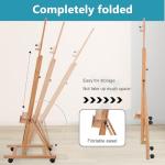 Somime H-Frame Studio Easel, Beechwood Artist Easel with Wheels and Storage Tray, Adjustable Floor Easel Stand Holding Canvas up to 51Inches for Painting, Natural