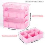 CraftGenes Art Supply Storage Organizer with 2 Removable Trays, 4-Layer 10QT Durable Craft Organizers and Storage for Sewing, Tool, Office Supplies, Art, Craft Supplies(Pink)