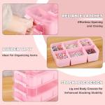 CraftGenes Art Supply Storage Organizer with 2 Removable Trays, 4-Layer 10QT Durable Craft Organizers and Storage for Sewing, Tool, Office Supplies, Art, Craft Supplies(Pink)