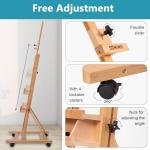 Somime H-Frame Studio Easel, Beechwood Artist Easel with Wheels and Storage Tray, Adjustable Floor Easel Stand Holding Canvas up to 51Inches for Painting, Natural