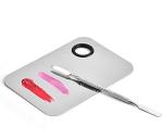 Sinen Professional Stainless Steel Makeup Palette Cosmetic Palette with Spatula Tool For Nail Art Eye Shadow Eyelash Makeup Professional Pigment Blending（6 x 4 Inch Sliver）