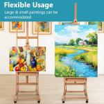 Somime H-Frame Studio Easel, Beechwood Artist Easel with Wheels and Storage Tray, Adjustable Floor Easel Stand Holding Canvas up to 51Inches for Painting, Natural