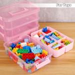 CraftGenes Art Supply Storage Organizer with 2 Removable Trays, 4-Layer 10QT Durable Craft Organizers and Storage for Sewing, Tool, Office Supplies, Art, Craft Supplies(Pink)