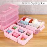 CraftGenes Art Supply Storage Organizer with 2 Removable Trays, 4-Layer 10QT Durable Craft Organizers and Storage for Sewing, Tool, Office Supplies, Art, Craft Supplies(Pink)