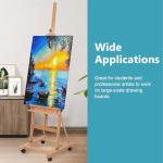 Somime H-Frame Studio Easel, Beechwood Artist Easel with Wheels and Storage Tray, Adjustable Floor Easel Stand Holding Canvas up to 51Inches for Painting, Natural