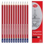 Pepy Graphite Professional Drawing Pencils - Set of 12 HB Pre-Sharpened Black Lead Pencils; Perfect for Drawing, Sketching and Shading, Graphic and Fine Art