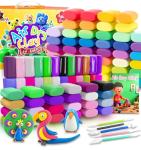 Wolwefa Air Dry Clay for Kids, 60 Colors Air Dry Modeling Clay, Molding Clay for Sculpting,Non-Sticky Soft, Sculpting Tools Guide, Arts Crafts for Kids Ages 8-12