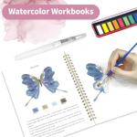Osctor Watercolor Workbook, Coloring Book Beginner Friendly Painting kit, 12 Colors Water Color Paint with Palette and 2 Brush, Exploration Gift for Adults (Animals)