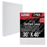 U.S. Art Supply X-Large Stretched Canvas for Painting 30x40 inch Gallery Depth 1-1/2" Thick, 2-Pack - 12oz Acrylic Gesso Triple Primed, Professional Artist Quality, 100% Cotton - Oil, Pouring Paint