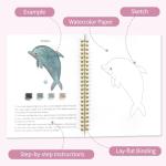 Osctor Watercolor Workbook, Coloring Book Beginner Friendly Painting kit, 12 Colors Water Color Paint with Palette and 2 Brush, Exploration Gift for Adults (Animals)