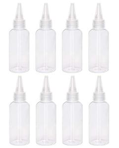 PENTA ANGEL 2oz Plastic Squeeze Bottles 8Pcs Small Clear Empty Squirt Bottle with Leak-proof Top Caps for Paint Art Lotion Glue Liquids Travel and Crafts