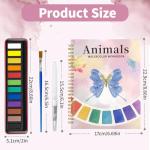 Osctor Watercolor Workbook, Coloring Book Beginner Friendly Painting kit, 12 Colors Water Color Paint with Palette and 2 Brush, Exploration Gift for Adults (Animals)