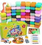 Wolwefa Air Dry Clay for Kids, 60 Colors Air Dry Modeling Clay, Molding Clay for Sculpting,Non-Sticky Soft, Sculpting Tools Guide, Arts Crafts for Kids Ages 8-12
