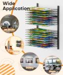 mocomax Wall Mount Art Drying Rack, 16 Removable Shelves Metal Paint Drying Rack, Space-Saving Artwork Paper Storage Holder Organizer for Classrooms, Art Studios, Schools, Galleries, Black
