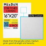 MEEDEN Stretched Canvas, 16 × 20 Inch, Pack of 6, Blank White Canvases for Painting, 100% Cotton, 8 oz Gesso-Primed, Pre-Stretched Canvas for Acrylic Oil Pouring & Airbrushing Painting