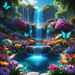 Landscape Scenery Diamond Art Kits for Adults Beginners, 5D DIY Full Round Drill Diamond Painting Kits Waterfall, Paint by Diamonds Dot Gem Art Crystal Flower Easy,Home Wall Decor 13.7X13.7Inch