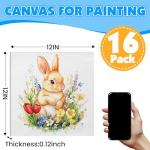 ESRICH Canvas for Painting, 16 Pack Square Canvas Boards for Painting 12x12 100% Cotton Primed Acid Free Blank Canvas Panels for Oil Paint, Watercolor, Acrylic Paint, Gouache and Tempera.