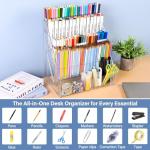 CELSOL Acrylic Desk Organizer – 5 Tier 25 Compartments Vertical Storage for Pens, Markers, Art Supplies & Office Accessories – Clear Desk Storage Solution for Home, Office & School