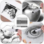 Blending Sponge Pen, Double Headed Rub and Buff Washable Reusable Blending Stump, Sketch Wipe Drawing Art Blenders for Artist Highlight Shadow Tool, 12 Pcs