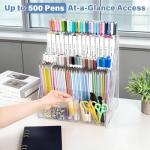 CELSOL Acrylic Desk Organizer – 5 Tier 25 Compartments Vertical Storage for Pens, Markers, Art Supplies & Office Accessories – Clear Desk Storage Solution for Home, Office & School