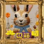 BUNNY TV ART SCREENSAVER BACKGROUND WALLPAPER VINTAGE FRAMED BUNNY OIL PAINTING HOME DECOR WITH RELAXING MUSIC