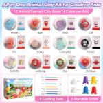 FIIOEOY Air Dry Clay Kit -12 Animals Modeling Clay Set with 6 Movable Bases, Ultra Light & Soft, Safe Non-Stick DIY Art & Craft Kit with Sculpting Tools & Tutorials, Creative Gift for Boys & Girls