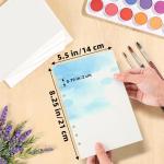 Vienrose 8.5"x5.5" Watercolor Paper Bulk - 36 Sheets Watercolor Paper with Holes for 3-Ring Binder Sketchbooks, Acid-Free A5 140lb/300gsm Watercolor Pad for Artists, Students & Painters