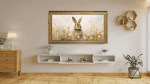 BUNNY TV ART SCREENSAVER BACKGROUND WALLPAPER VINTAGE FRAMED BUNNY OIL PAINTING HOME DECOR WITH RELAXING MUSIC