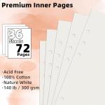 Vienrose 8.5"x5.5" Watercolor Paper Bulk - 36 Sheets Watercolor Paper with Holes for 3-Ring Binder Sketchbooks, Acid-Free A5 140lb/300gsm Watercolor Pad for Artists, Students & Painters