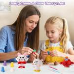 FIIOEOY Air Dry Clay Kit -12 Animals Modeling Clay Set with 6 Movable Bases, Ultra Light & Soft, Safe Non-Stick DIY Art & Craft Kit with Sculpting Tools & Tutorials, Creative Gift for Boys & Girls