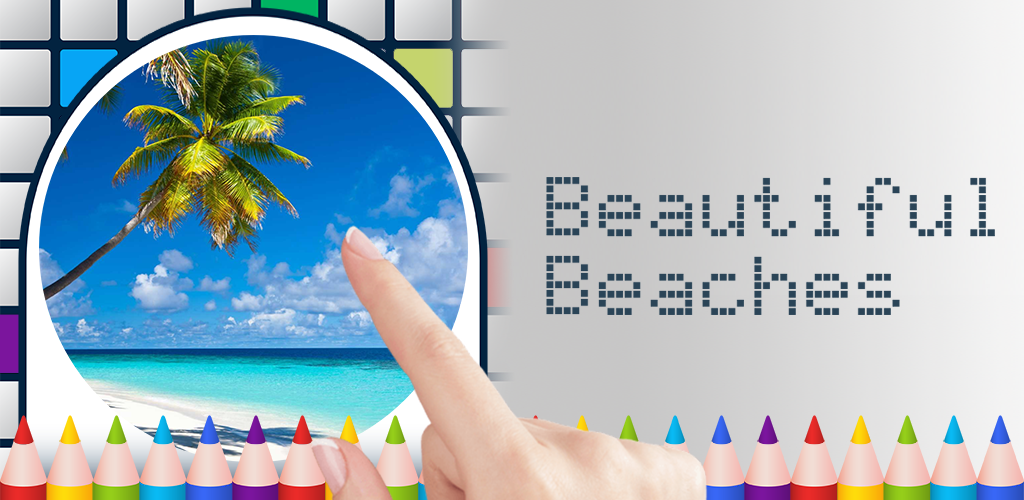 Beautiful Beaches Color by Number - Free Pixel Art Game - Coloring Book Pages - Happy, Creative & Relaxing - Paint & Crayon Palette - Zoom in & Tap to Color - Share Creations with Friends!