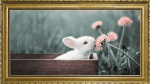 BUNNY TV ART SCREENSAVER BACKGROUND WALLPAPER VINTAGE FRAMED BUNNY OIL PAINTING HOME DECOR WITH RELAXING MUSIC