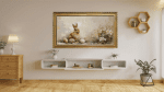 BUNNY TV ART SCREENSAVER BACKGROUND WALLPAPER VINTAGE FRAMED BUNNY OIL PAINTING HOME DECOR WITH RELAXING MUSIC
