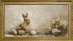 BUNNY TV ART SCREENSAVER BACKGROUND WALLPAPER VINTAGE FRAMED BUNNY OIL PAINTING HOME DECOR WITH RELAXING MUSIC