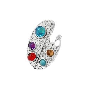 NewZenro Unique Artist Paint Palette Open Ring for Women Vintage Boho Cute Colorful Adjustable Statement Finger Rings Comfort Fit Fashion Trendy Jewelry for Art Teacher Student